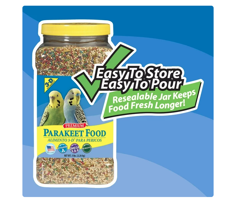 3-D Pet Products Premium Parakeet Food, with Probiotics, 5.0 lb. Stay Fresh Jar, for Daily Feeding - Amado Deals - wholesale and distributors with free shipping in United States 3-D Pet Products Premium Parakeet Food, with Probiotics, 5.0 lb. Stay Fresh Jar, for Daily Feeding - Amado Deals - wholesale and distributors with free shipping in United States